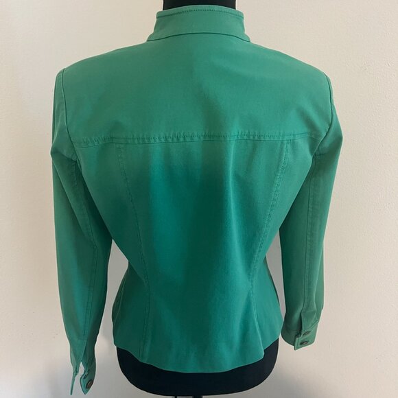 Doncaster Sport Womens Jacket Mandarin Sz 2 Kelly Green Retro Workwear Fitted - Picture 2 of 7